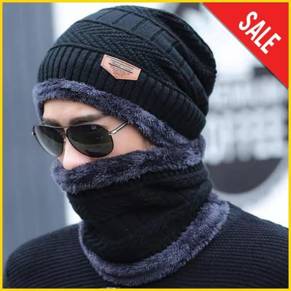 Wool Cap With Neck Warmer | Beanie And Scarf Set With Fleece Mask | Winter Thermal Wool Cap For Men And Women
